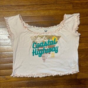 Roxy Light Pink Lettuce Edge Top Size XL